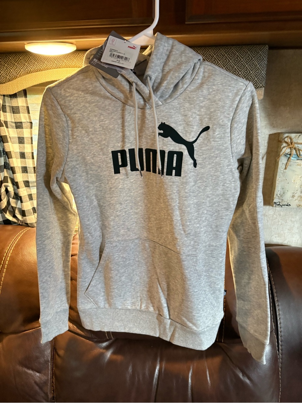 Puma Gray Crewneck Hoodie with Black Logo